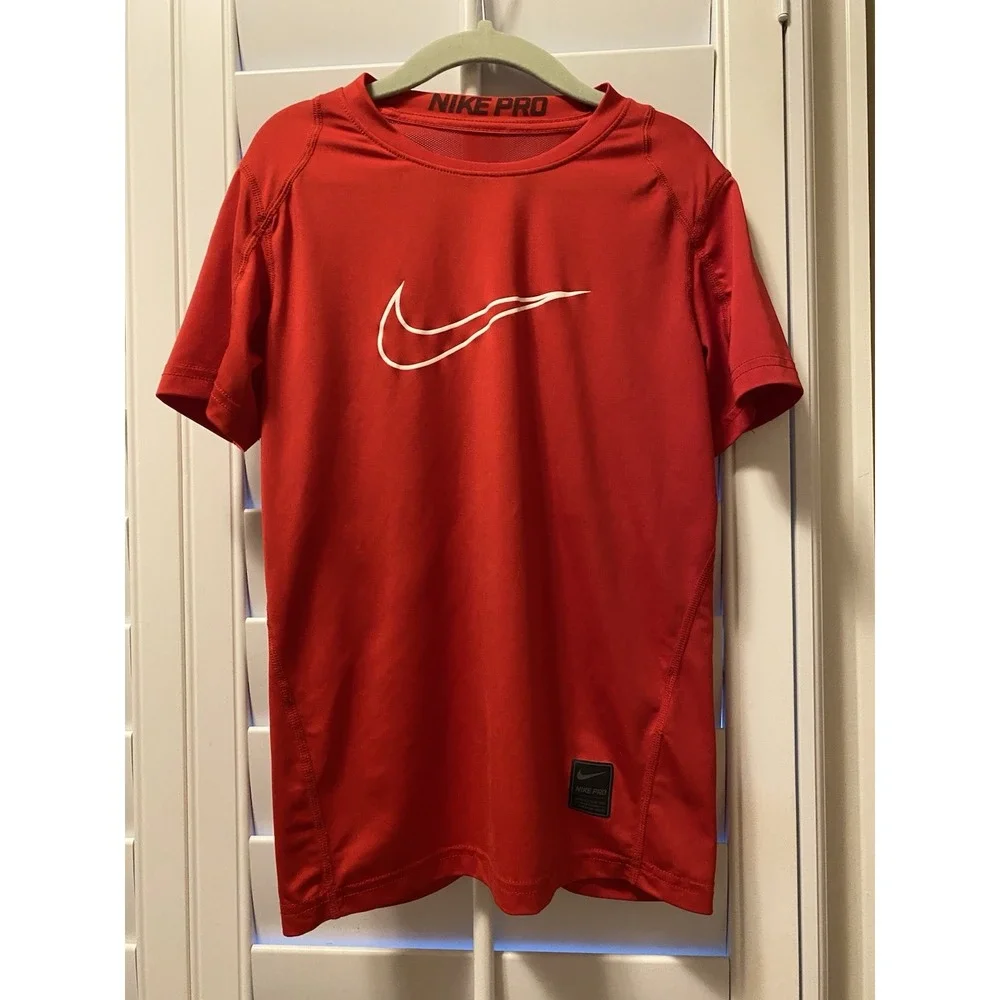 Nike Shirt Youth‎ X-Small Red Short Sleeve Dri-Fit Tee T-Shirt Swoosh Boy's